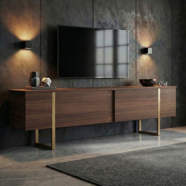 TV stolek v dekoru ořechu v tmavě přírodní barvě 180x50x30 cm Onera – Kalune Design