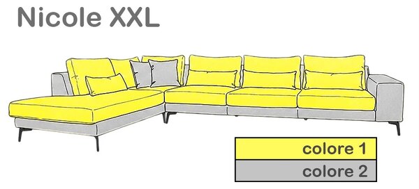 Moderní rohová sedací souprava NICOLE XXL, levá, béžová (enjoy new lux - 1 beige) / žlutá (enjoy new lux - 11 melon)