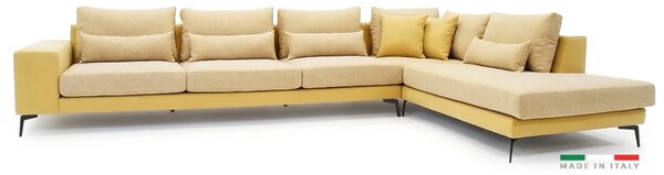 Moderní rohová sedací souprava NICOLE XXL, pravá, béžová (enjoy new lux - 1 beige) / žlutá (enjoy new lux - 11 melon)