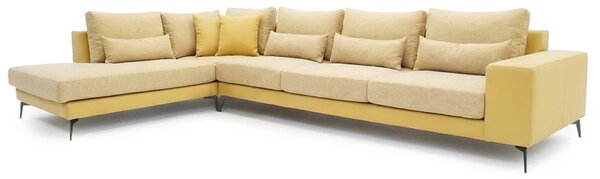 Moderní rohová sedací souprava NICOLE XXL, levá, béžová (enjoy new lux - 1 beige) / žlutá (enjoy new lux - 11 melon)