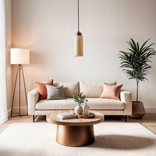Béžové závěsné svítidlo s kamenným stínidlem ø 6,5 cm Selma – Opviq lights
