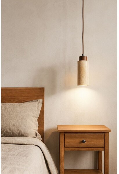 Béžové závěsné svítidlo s kamenným stínidlem ø 6,5 cm Selma – Opviq lights