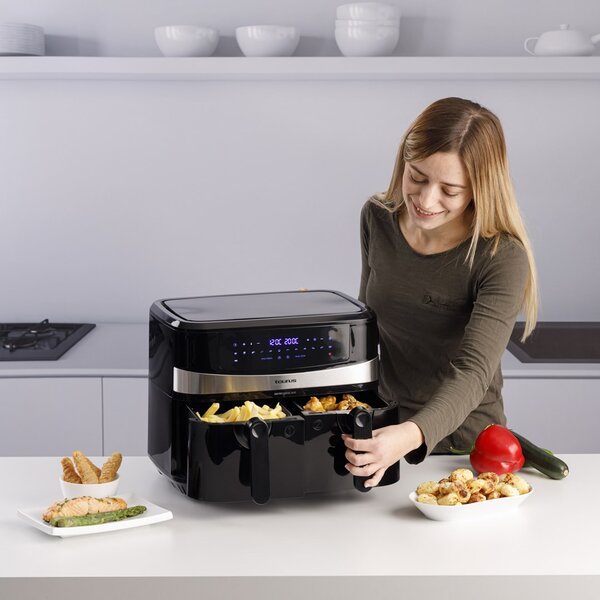 Taurus Air Fry Digital Duo Dvojitý 9 l 2200 W Horkovzdušná fritéza Černá