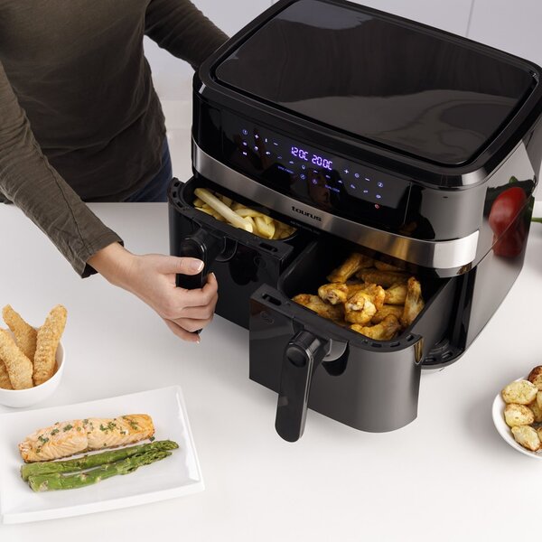 Taurus Air Fry Digital Duo Dvojitý 9 l 2200 W Horkovzdušná fritéza Černá