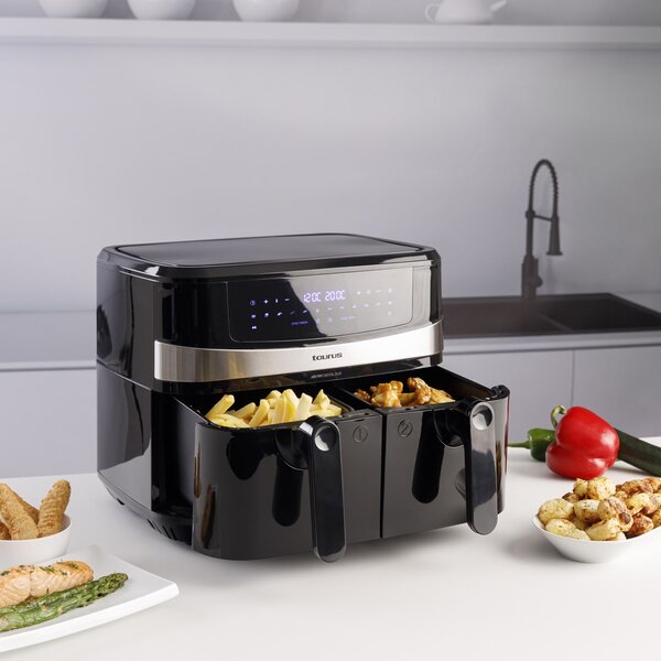 Taurus Air Fry Digital Duo Dvojitý 9 l 2200 W Horkovzdušná fritéza Černá