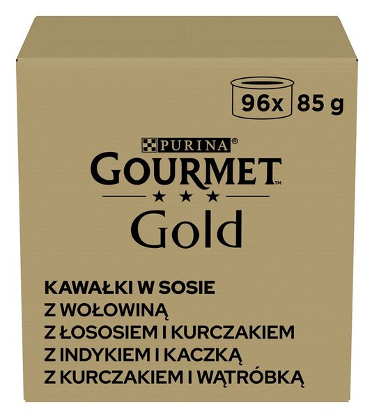 PURINA GOURMET GOLD Kousky v omáčce Mix 4 Flavors Box - mokré krmivo pro kočky - 96x85g