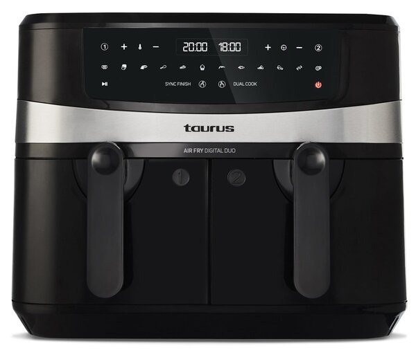 Taurus Air Fry Digital Duo Dvojitý 9 l 2200 W Horkovzdušná fritéza Černá