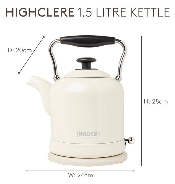 Krémová rychlovarná konvice z nerezové oceli 1,5 l Highclere – Haden