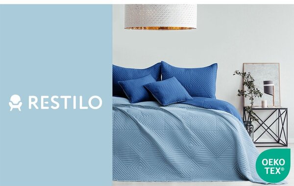 Modrý prošívaný přehoz z mikrovlákna 220x240 cm Softa – Restilo