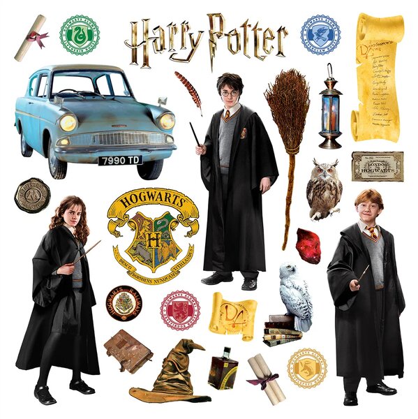 Dětská samolepka na zeď Harry Potter Trio Kouzelníků | 30 x 30 cm | DDKS3939
