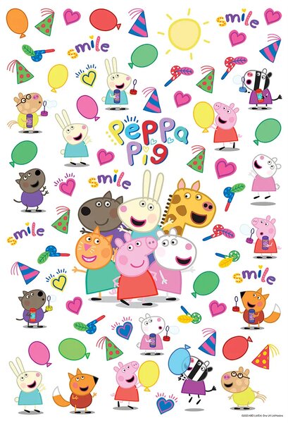 Dětská samolepka na zeď Prasátko Peppa Všichni Přátelé | 42.5 x 65 cm | DDKM1663