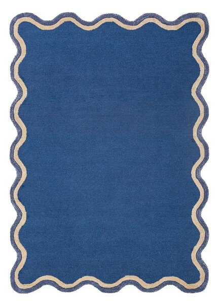 Tmavě modrý ručně tkaný koberec s příměsí vlny 120x170 cm Rivo Wool – Flair Rugs
