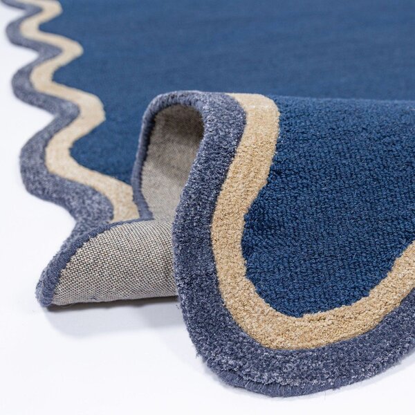 Tmavě modrý ručně tkaný koberec s příměsí vlny 120x170 cm Rivo Wool – Flair Rugs