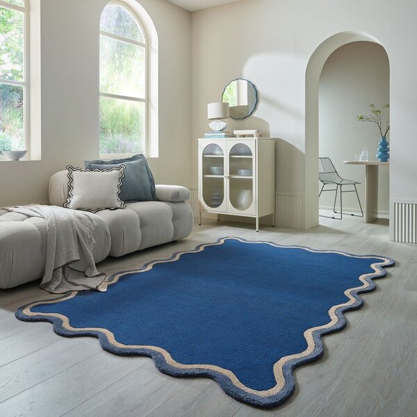Tmavě modrý ručně tkaný koberec s příměsí vlny 120x170 cm Rivo Wool – Flair Rugs