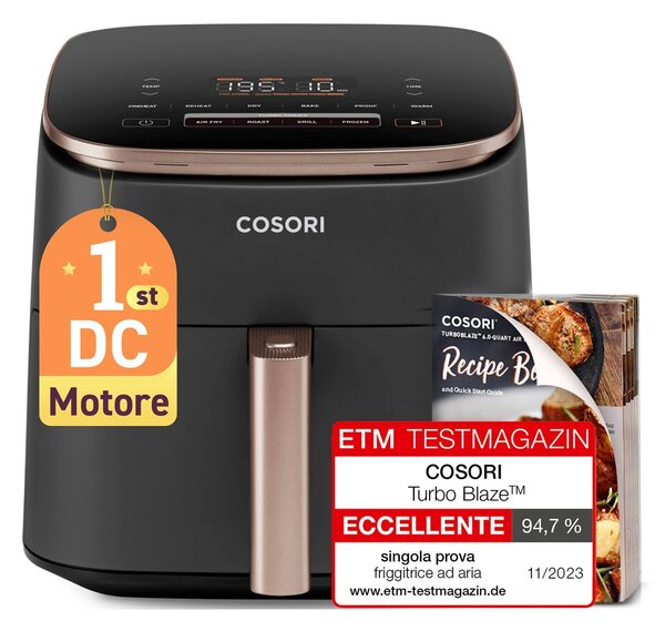 CS1 Cosori Turbo Blaze Chef Edition Samostarný 6 l Samostatné 1725 W Horkovzdušná fritéza Černá, Růžové zlato