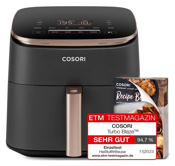 CS1 Cosori Turbo Blaze Chef Edition Samostarný 6 l Samostatné 1725 W Horkovzdušná fritéza Černá, Růžové zlato