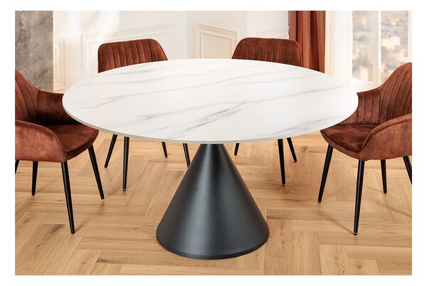Massive home | Jídelní stůl SIGNATURE 135 cm kulatý, mramor/černý kov