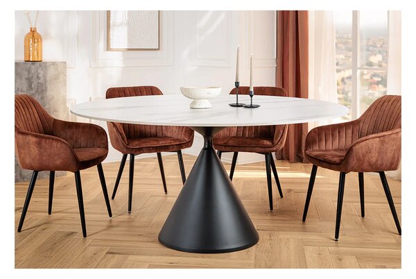 Massive home | Jídelní stůl SIGNATURE 135 cm kulatý, mramor/černý kov