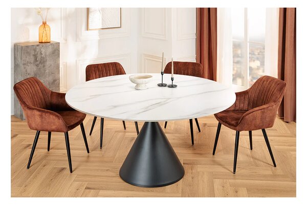 Massive home | Jídelní stůl SIGNATURE 135 cm kulatý, mramor/černý kov
