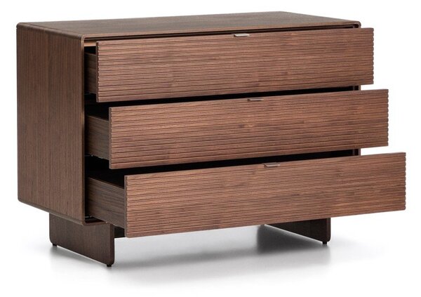 Komoda v dekoru ořechu v tmavě přírodní barvě 101x75x50 cm Norlen – Kave Home