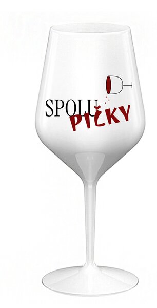 SPOLUPIČKY - bílá nerozbitná sklenice na víno 470 ml