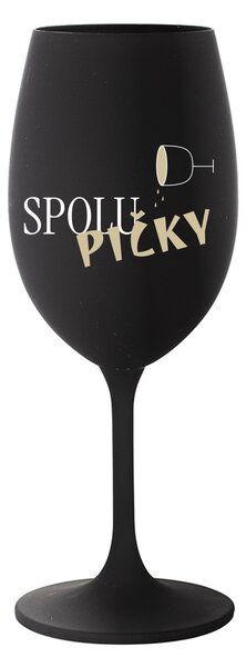 SPOLUPIČKY - černá sklenice na víno 350 ml