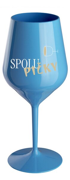 SPOLUPIČKY - modrá nerozbitná sklenice na víno 470 ml