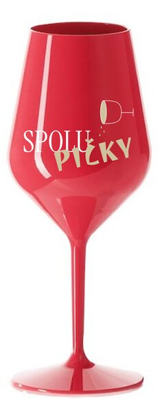 SPOLUPIČKY - červená nerozbitná sklenice na víno 470 ml