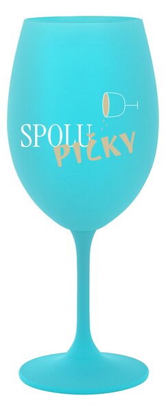 SPOLUPIČKY - tyrkysová sklenice na víno 350 ml
