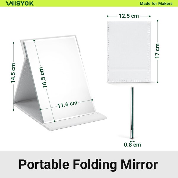 Skládací kosmetické zrcadlo cestovní zrcadlo - 160 x 120 mm - Bílé - Pouzdro zPolyuretankůže