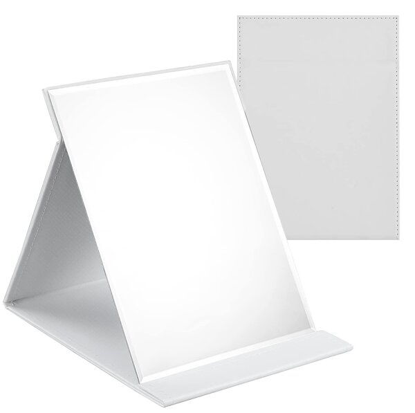 Skládací kosmetické zrcadlo cestovní zrcadlo - 160 x 120 mm - Bílé - Pouzdro zPolyuretankůže