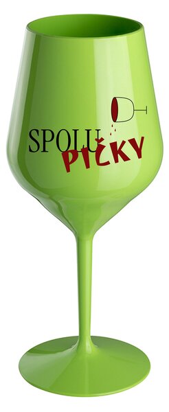 SPOLUPIČKY - zelená nerozbitná sklenice na víno 470 ml