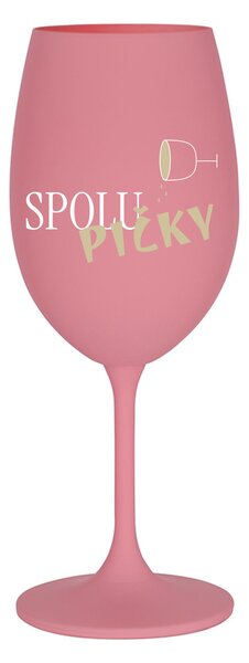 SPOLUPIČKY - růžová sklenice na víno 350 ml
