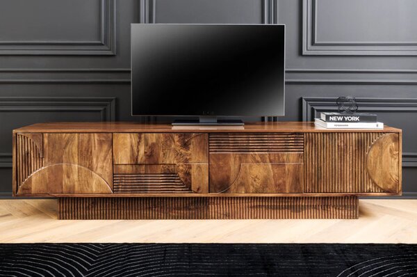Massive home | TV stolek ART DECO 200cm 3D mangové dřevo hnědá