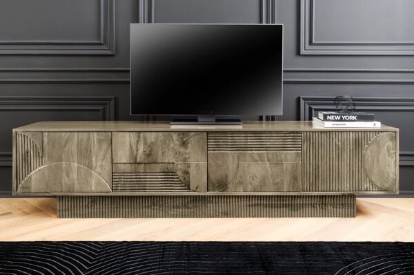 Massive home | TV stolek ART DECO 200cm 3D mangové dřevo, šedá