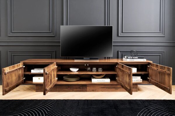 Massive home | TV stolek ART DECO 200cm 3D mangové dřevo hnědá
