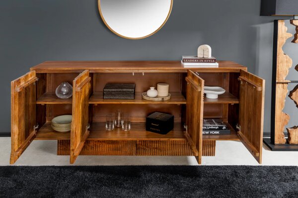 Massive home | Komoda ART DECO 170cm 3D mangové dřevo, hnědá
