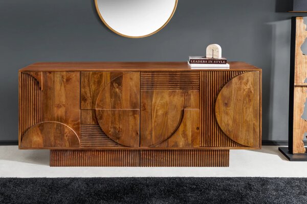 Massive home | Komoda ART DECO 170cm 3D mangové dřevo, hnědá