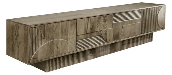 Massive home | TV stolek ART DECO 200cm 3D mangové dřevo, šedá
