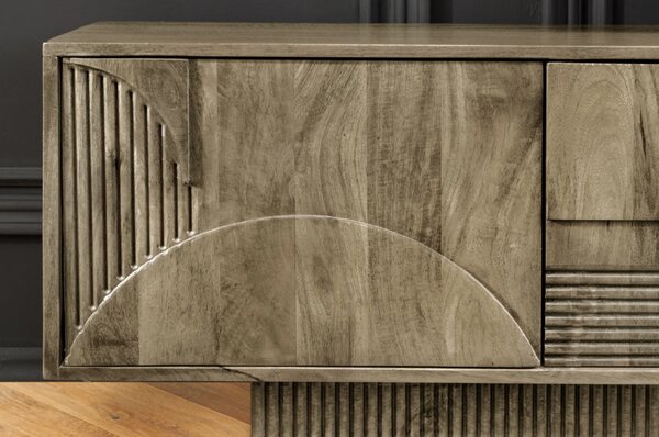 Massive home | TV stolek ART DECO 200cm 3D mangové dřevo, šedá