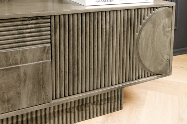 Massive home | TV stolek ART DECO 200cm 3D mangové dřevo, šedá