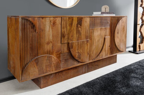 Massive home | Komoda ART DECO 170cm 3D mangové dřevo, hnědá
