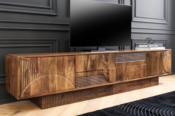 Massive home | TV stolek ART DECO 200cm 3D mangové dřevo hnědá