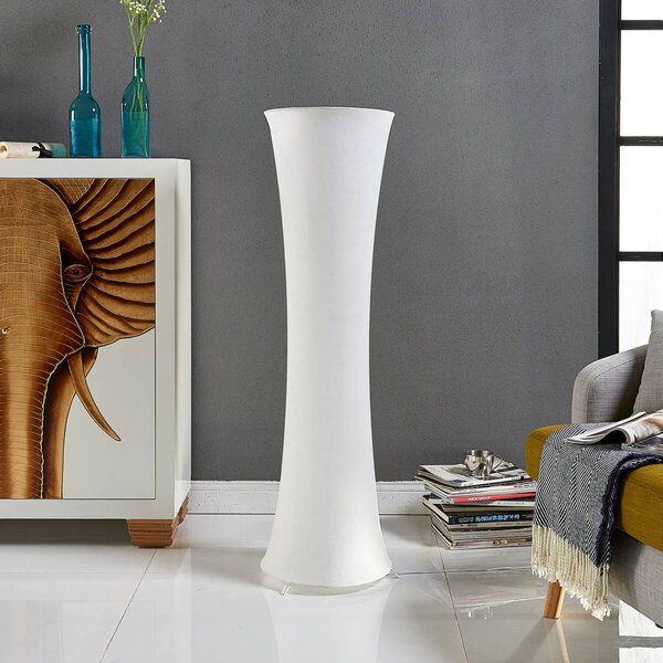 Lindby Stojací lampa Liana, výška 123 cm, bílá barva, textil, Bílá / opál, Obývací pokoj / jídelna, Textil / tkanina / hedvábí, Moderní