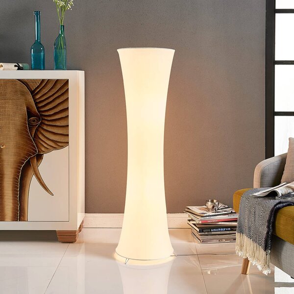 Lindby Stojací lampa Liana, výška 123 cm, bílá barva, textil, Bílá / opál, Obývací pokoj / jídelna, Textil / tkanina / hedvábí, Moderní