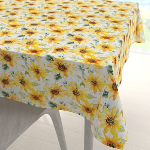 Biante Dekorační čtvercový ubrus Rongo RGP-509 Akvarelové slunečnice na bílém 40x40 cm