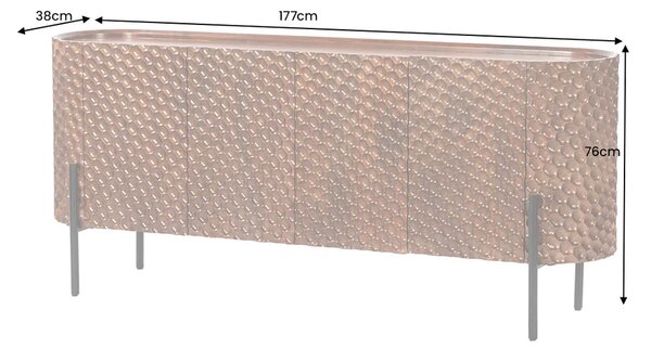 Massive home | Komoda ADLON 180cm 3D mangovníkové dřevo hnědá s černými kovovými nohami