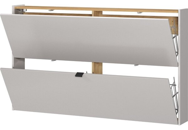Krémový výklopný/závěsný botník v dekoru dubu 140x83x18 cm Ameca – Germania