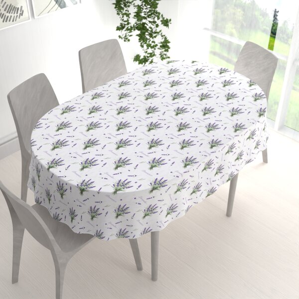 Biante Dekorační oválný ubrus Rongo RGP-508 Snítky levandulí Provence na bílém 50x100 cm