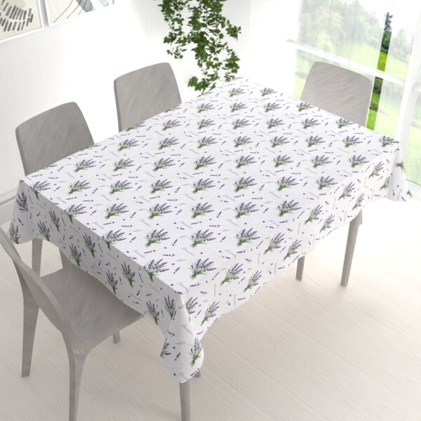 Biante Dekorační obdélníkový ubrus Rongo RGP-508 Snítky levandulí Provence na bílém 50x100 cm